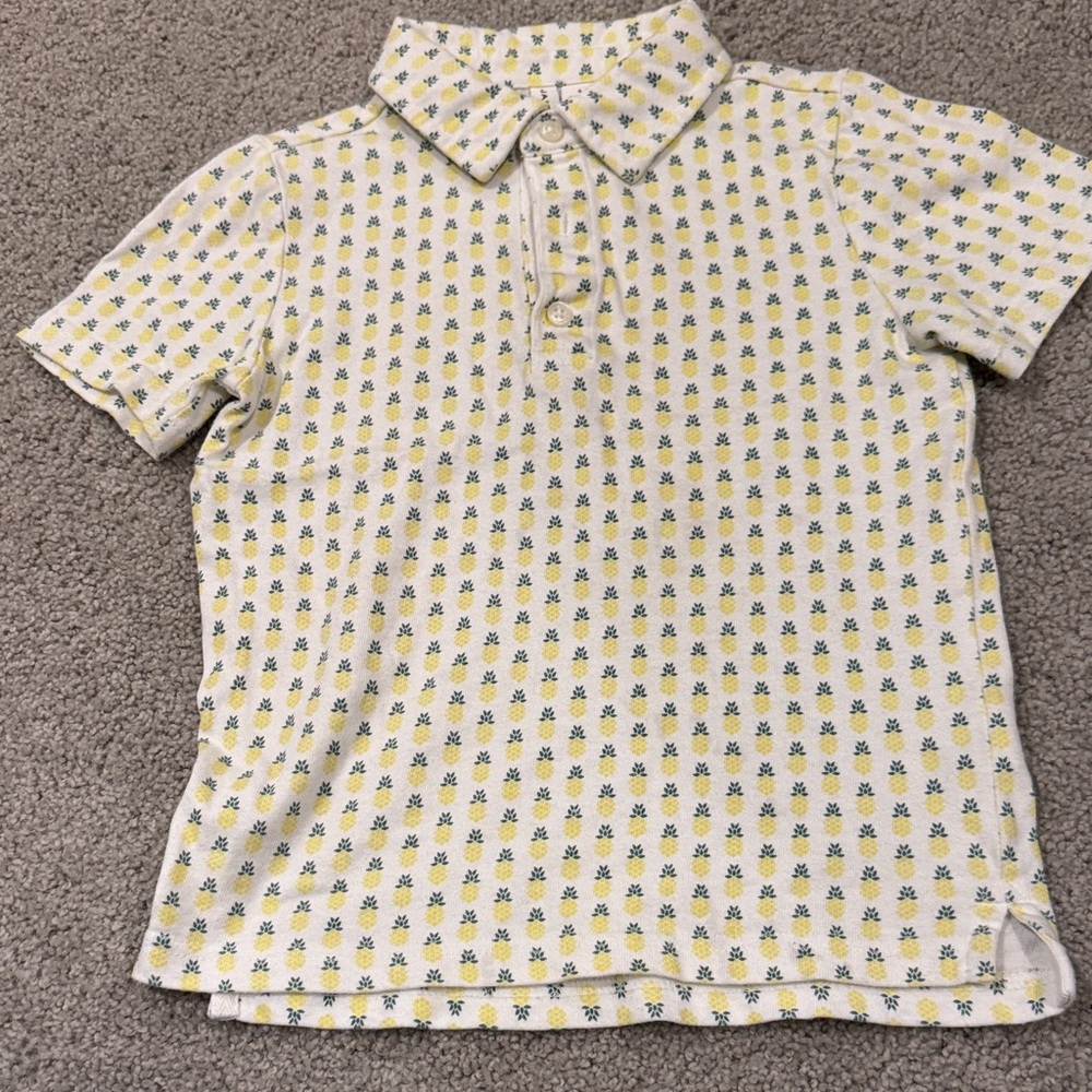 Janie and Jack Yellow Pineapple Polo Shirt with Green Accents